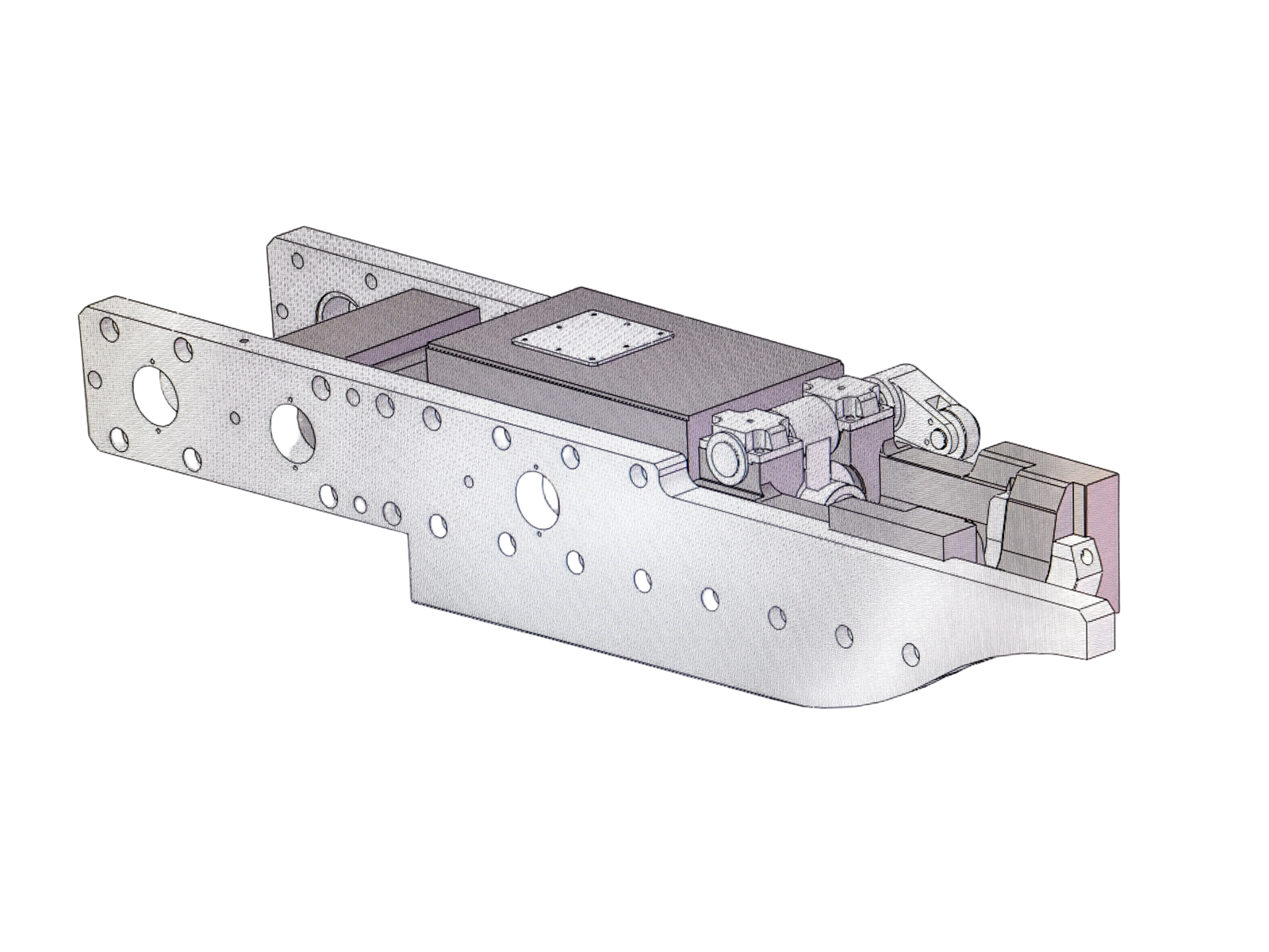 Long complex rack component CAD model